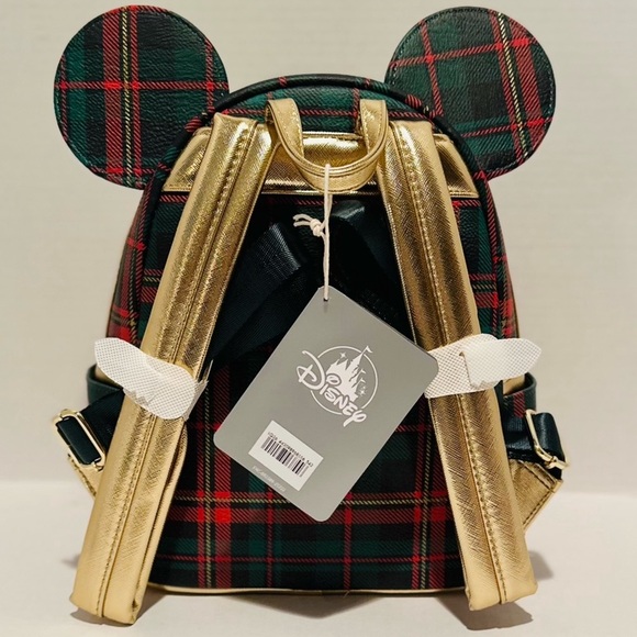 Loungefly Disney NWT Mickey Holiday Plaid Mini Backpack - Picture 3 of 8